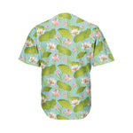 Pink Lotus Pattern Print Men's Baseball Jersey
