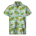Pink Lotus Pattern Print Men's Short Sleeve Shirt