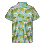 Pink Lotus Pattern Print Men's Short Sleeve Shirt