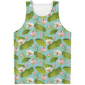 Pink Lotus Pattern Print Men's Tank Top