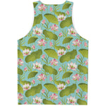 Pink Lotus Pattern Print Men's Tank Top