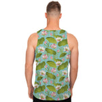 Pink Lotus Pattern Print Men's Tank Top
