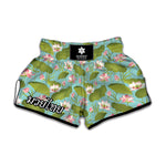 Pink Lotus Pattern Print Muay Thai Boxing Shorts