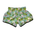 Pink Lotus Pattern Print Muay Thai Boxing Shorts