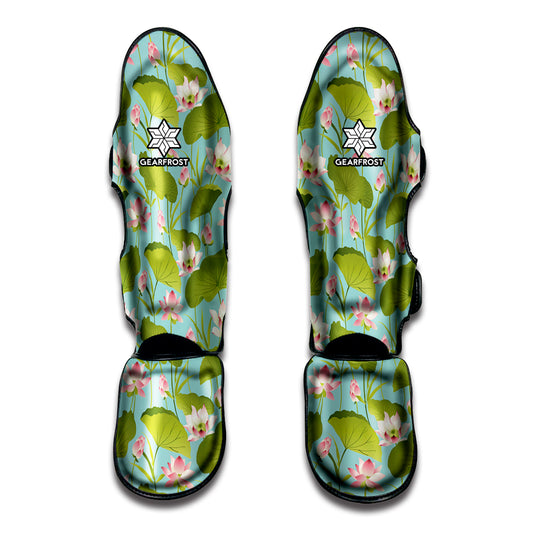 Pink Lotus Pattern Print Muay Thai Shin Guard