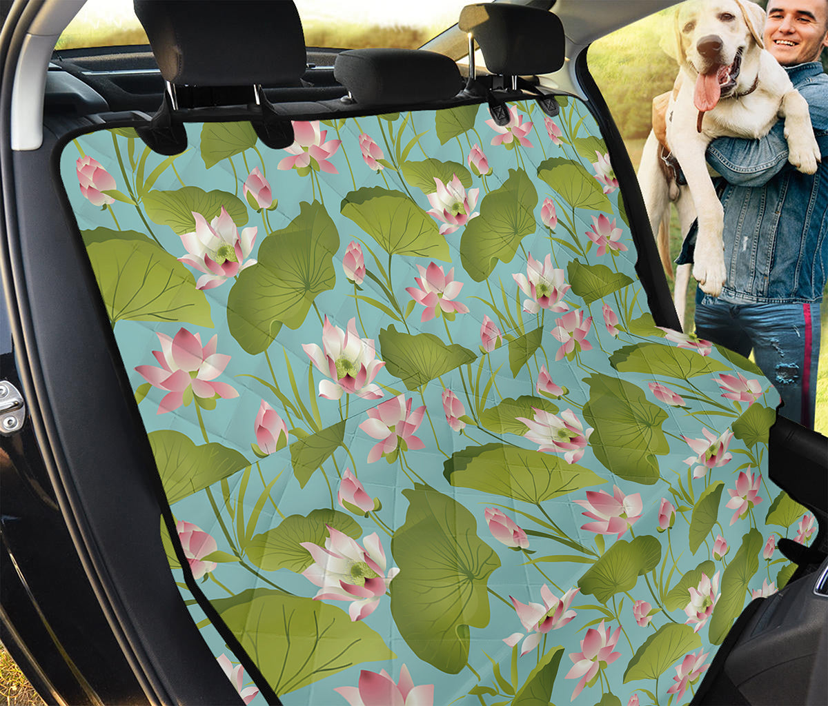 Pink Lotus Pattern Print Pet Car Back Seat Cover