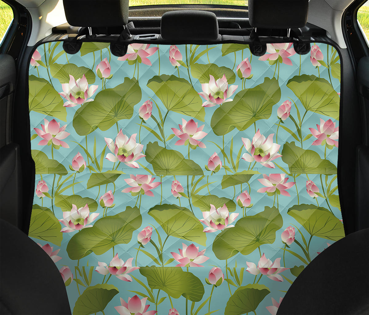 Pink Lotus Pattern Print Pet Car Back Seat Cover
