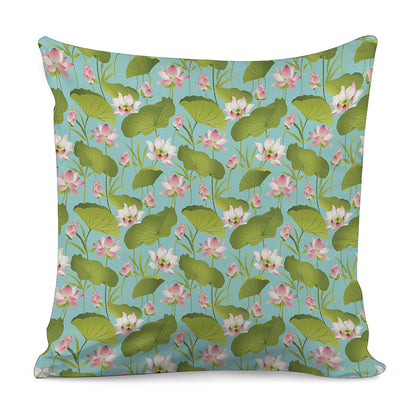 Pink Lotus Pattern Print Pillow Cover