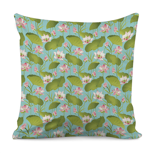 Pink Lotus Pattern Print Pillow Cover