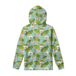 Pink Lotus Pattern Print Pullover Hoodie