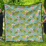 Pink Lotus Pattern Print Quilt