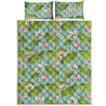 Pink Lotus Pattern Print Quilt Bed Set