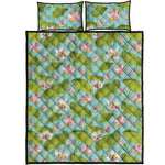 Pink Lotus Pattern Print Quilt Bed Set