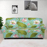 Pink Lotus Pattern Print Sofa Cover