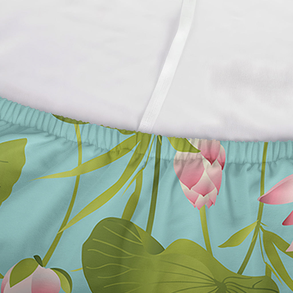 Pink Lotus Pattern Print Sofa Cover