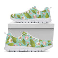Pink Lotus Pattern Print White Running Shoes