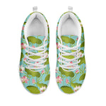 Pink Lotus Pattern Print White Sneakers