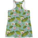 Pink Lotus Pattern Print Women's Racerback Tank Top