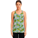 Pink Lotus Pattern Print Women's Racerback Tank Top
