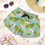 Pink Lotus Pattern Print Women's Shorts