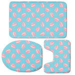 Pink Macaron Pattern Print 3 Piece Bath Mat Set