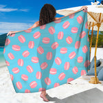 Pink Macaron Pattern Print Beach Sarong Wrap