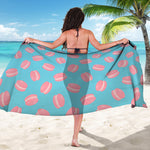 Pink Macaron Pattern Print Beach Sarong Wrap