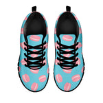 Pink Macaron Pattern Print Black Sneakers
