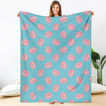 Pink Macaron Pattern Print Blanket