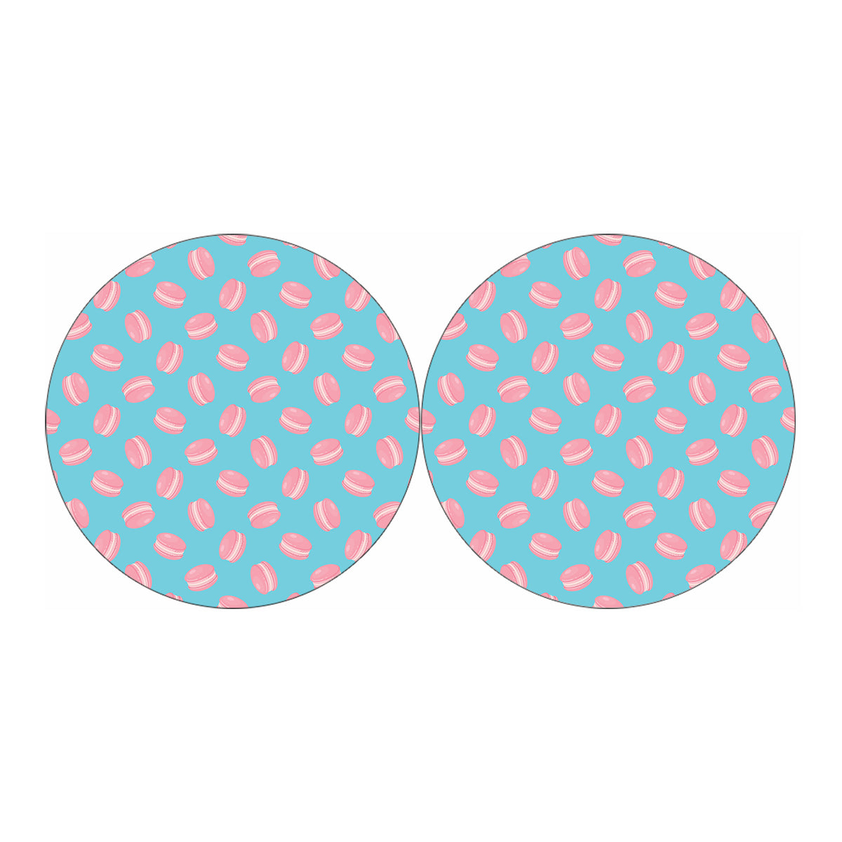 Pink Macaron Pattern Print Car Coasters