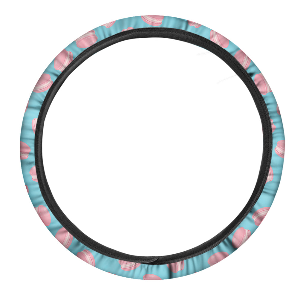 Pink Macaron Pattern Print Car Steering Wheel Cover