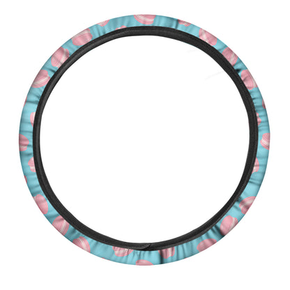 Pink Macaron Pattern Print Car Steering Wheel Cover