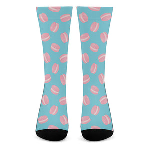 Pink Macaron Pattern Print Crew Socks