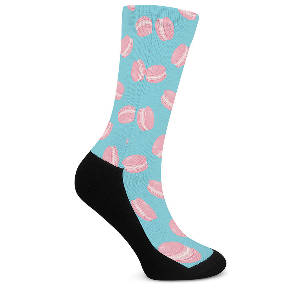 Pink Macaron Pattern Print Crew Socks