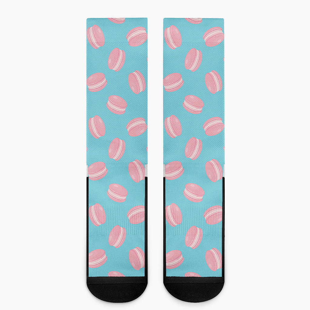 Pink Macaron Pattern Print Crew Socks