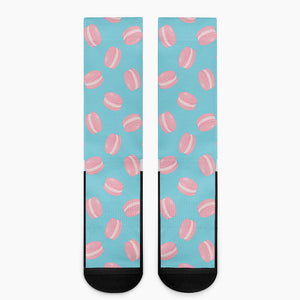 Pink Macaron Pattern Print Crew Socks