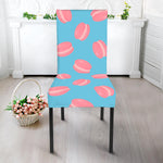Pink Macaron Pattern Print Dining Chair Slipcover
