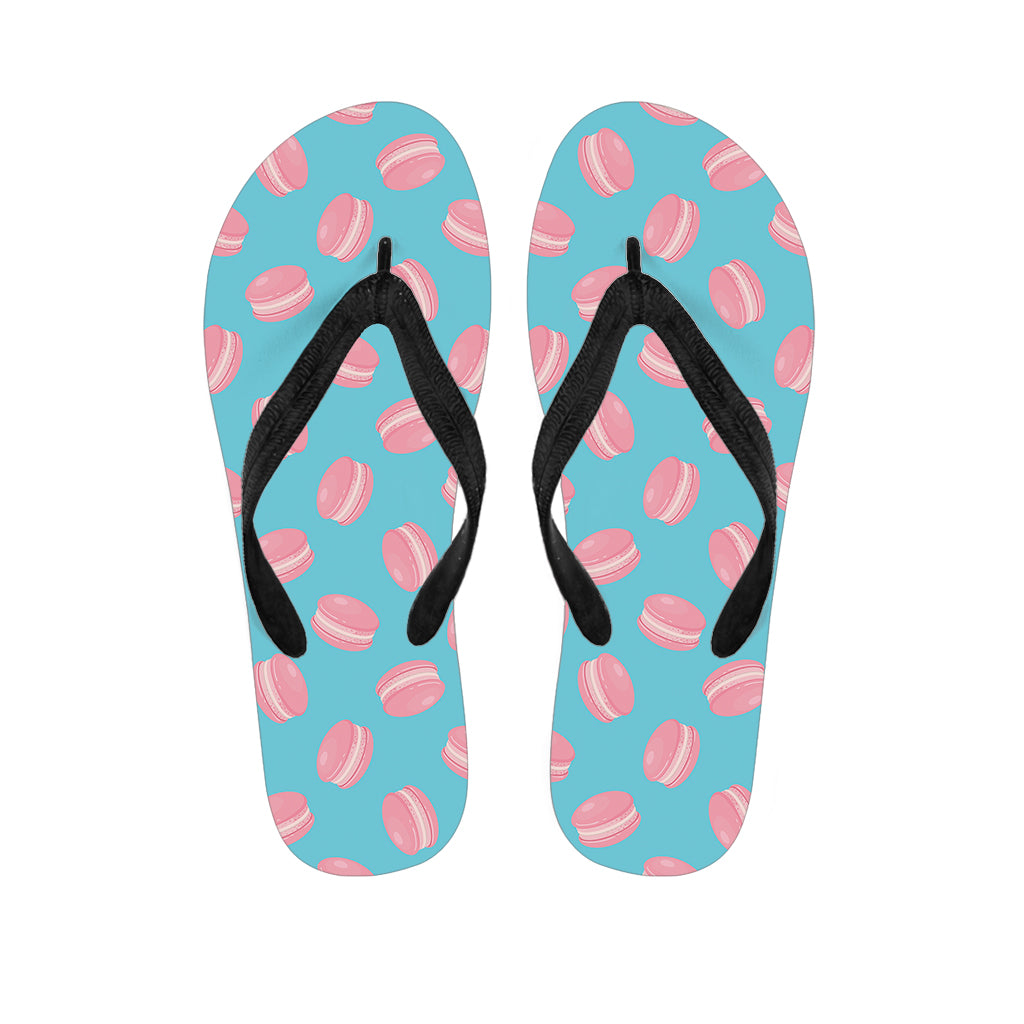 Pink Macaron Pattern Print Flip Flops