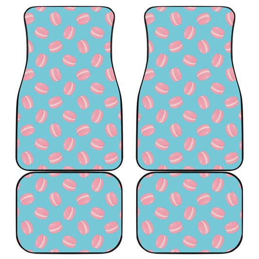 Pink Macaron Pattern Print Front and Back Car Floor Mats