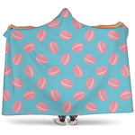 Pink Macaron Pattern Print Hooded Blanket