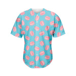 Pink Macaron Pattern Print Men's Baseball Jersey