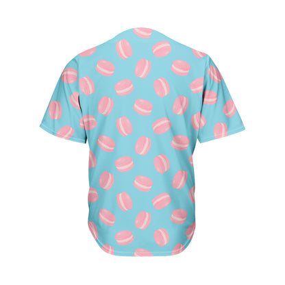 Pink Macaron Pattern Print Men's Baseball Jersey