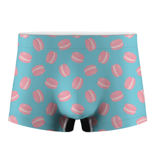 Pink Macaron Pattern Print Men's Boxer Briefs
