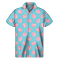 Pink Macaron Pattern Print Men's Short Sleeve Shirt