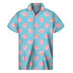 Pink Macaron Pattern Print Men's Short Sleeve Shirt