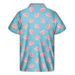 Pink Macaron Pattern Print Men's Short Sleeve Shirt