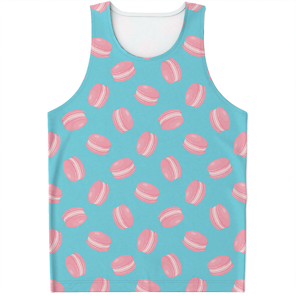Pink Macaron Pattern Print Men's Tank Top