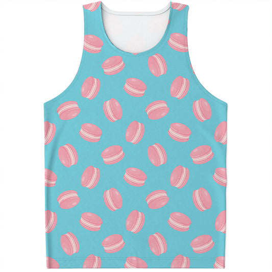 Pink Macaron Pattern Print Men's Tank Top