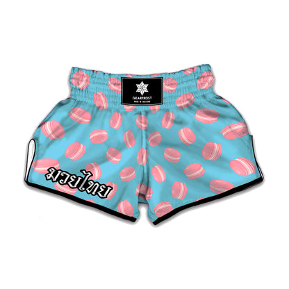 Pink Macaron Pattern Print Muay Thai Boxing Shorts