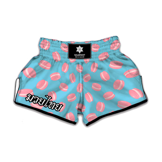 Pink Macaron Pattern Print Muay Thai Boxing Shorts